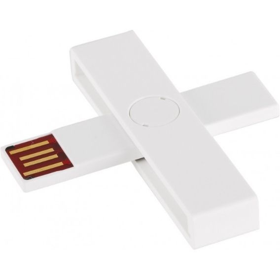Logotrade liikelahja mainoslahja kuva: +ID ID-kaardi lugeja, USB, blisterpakendis, valge
