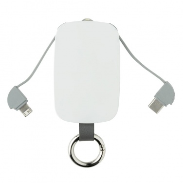 Logo trade mainoslahjat ja liikelahjat kuva: Reklaamkingitus: 1.200 mAh Keychain Powerbank with integrated cables, white