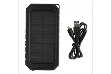 Logotrade liikelahja tuotekuva: Firmakingitus: 10.000 mAh Solar Powerbank with 10W Wireless Charging, black
