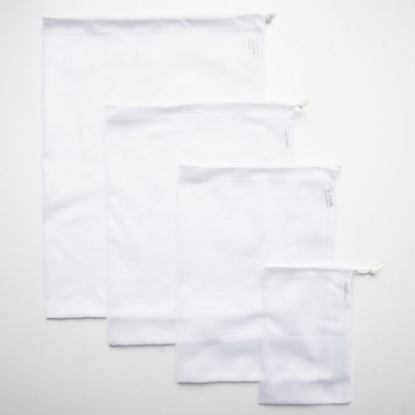 Logotrade mainostuote tuotekuva: Hedelmäpussi ja vihannespussi mesh-materiaalista, 35x45 cm, valkoinen