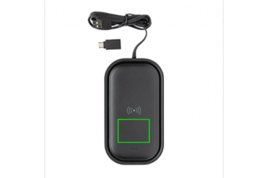 Logotrade mainoslahja tuotekuva: Reklaamkingitus: Wireless charging 5.000 mAh powerbank base, black