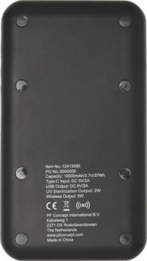 Logotrade mainostuotet kuva: Nucleus UV-älypuhelimen steriloitilaite, 10000 mAh virtapankki, musta