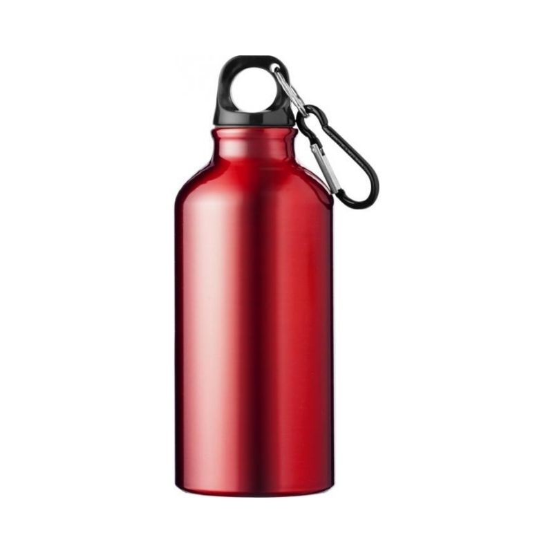Logotrade mainoslahja tuotekuva: Oregon-juomapullo ja kiinnityskoukku, punainen