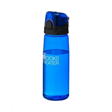 Capri-urheilupullo 700 ml, läpinäkyvä sininen logolla