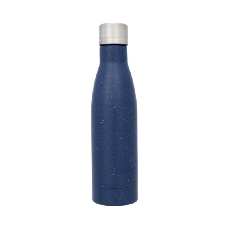 Logo trade liikelahja mainoslahja tuotekuva: Vasa pilkullinen kuparityhjiöllinen eristetty pullo, sininen