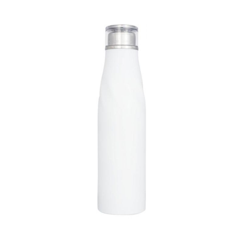 Logo trade mainoslahja ja liikelahja tuotekuva: Hugo itsesulkeutuva kuparityhjiöllä eristetty pullo, valkoinen
