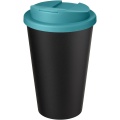 Americano® Eco -kahvimuki kierrätetystä materiaalista, läikyttämätön, 350 ml, Aqua blue / tasainen musta