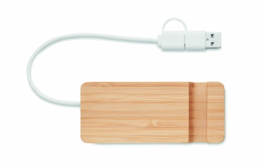 Logotrade liikelahja mainoslahja kuva: 4 portin USB-keskitin bambua