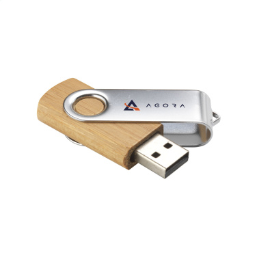 Logotrade mainoslahjat ja liikelahjat tuotekuva: USB Twist Bamboo 64GB