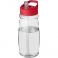 H2O Active® Pulse 600 ml sportinis buteliukas su snapeliu su dangteliu, Skaidrus / raudonas