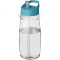 H2O Active® Pulse 600 ml sportinis buteliukas su snapeliu su dangteliu, Skaidrus / Aqua mėlynas