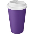 Americano® Eco 350 ml perdirbtas stiklainis su nepraleidžiančiu dangteliu, Violetinė/Balta