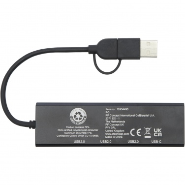 : Rise RCS perdirbto aliuminio USB 2.0 šakotuvas