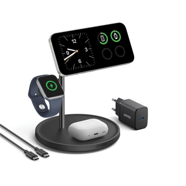 Logotrade reklaminiai produktai nuotrauka: „Anker MagGo“ belaidis įkrovimo stovas (3 viename)