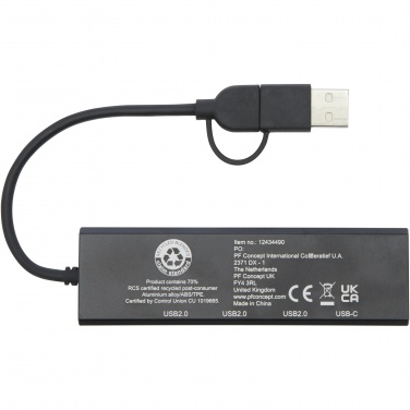 Logotrade dāvanas foto: Rise RCS pārstrādāta alumīnija USB 2.0 centrmezgls