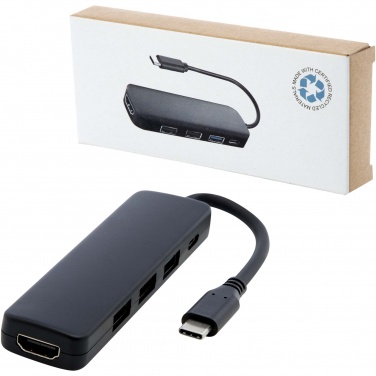 Logotrade biznesa dāvanas foto: Loop RCS pārstrādāta plastmasas multivides adapteris USB 2.0-3.0 ar HDMI portu