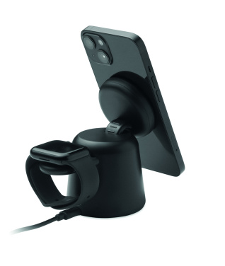 Logotrade logo dāvanas foto: 3 vienā bezvadu lādētājs 15 W