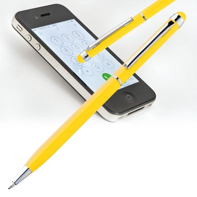 Лого трейд бизнес-подарки фото: Ручка шариковая с сенсорным стилусом "Новый Орлеан" цвет желтый