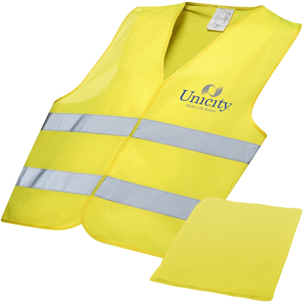 Лого трейд pекламные cувениры фото: светоотражающий жилет в чехле, желтый