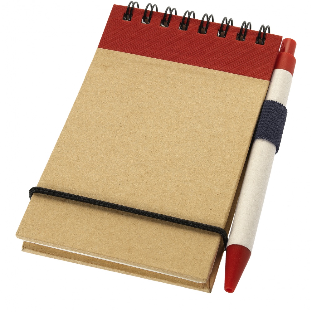 Лого трейд бизнес-подарки фото: Блокнот Zuse с ручкой, красный
