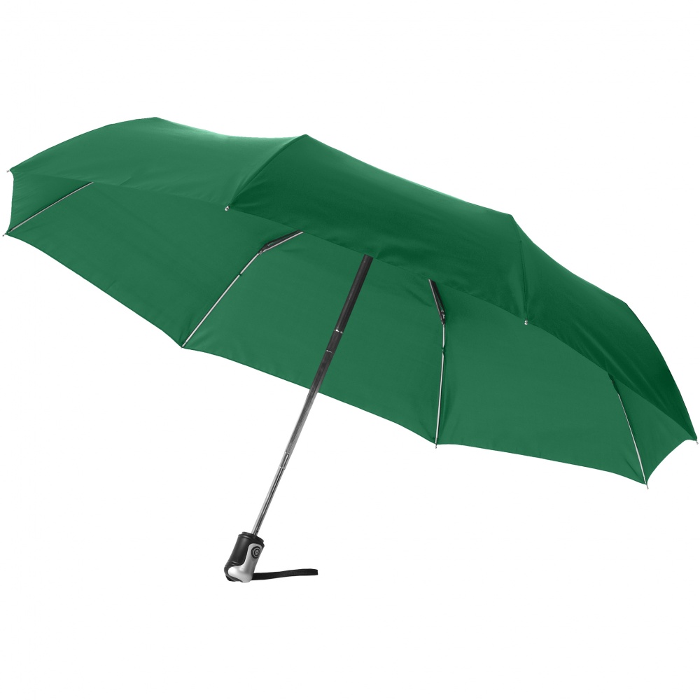Логотрейд pекламные подарки картинка: Зонт Alex трехсекционный автоматический 21,5", зеленый