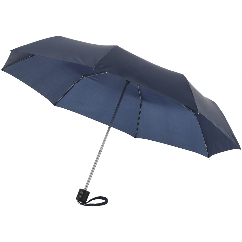 Лого трейд бизнес-подарки фото: Зонт Ida трехсекционный 21,5", темно-синий