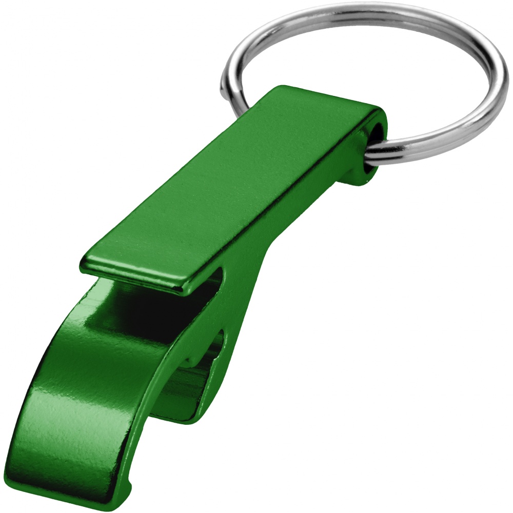 Логотрейд pекламные cувениры картинка: Алюминиевый брелок-открывалка, зеленый