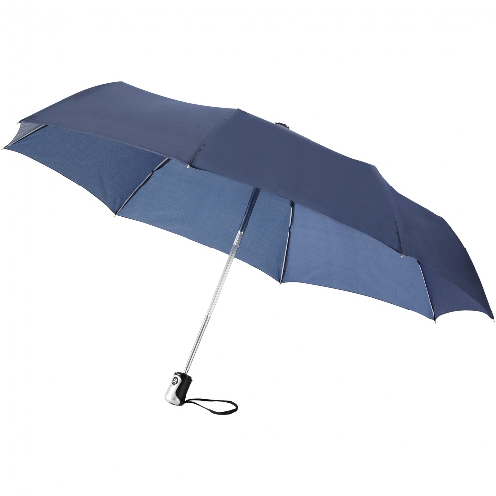 Логотрейд pекламные продукты картинка: Зонт Alex трехсекционный автоматический 21,5", темно-синий