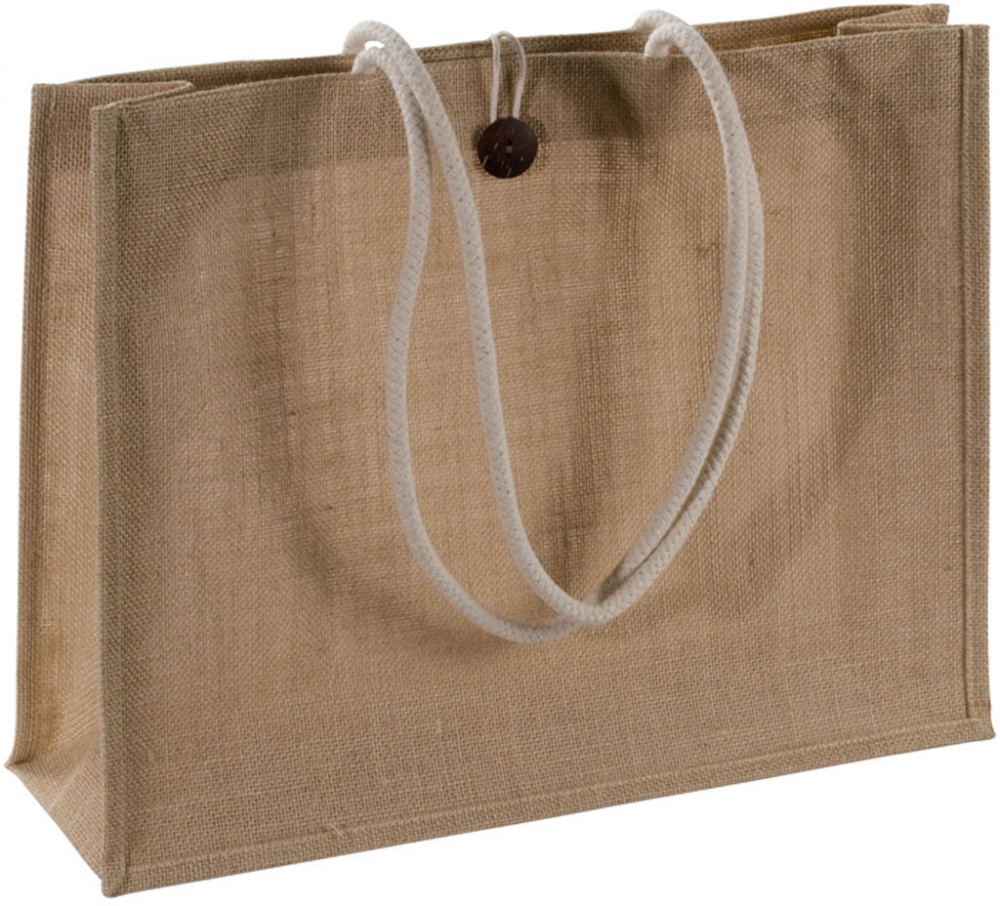 Лого трейд бизнес-подарки фото: Джутовая сумка, коричневая.
