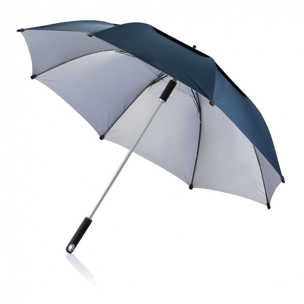 Логотрейд pекламные подарки картинка: Зонт-трость антишторм Hurricane 27", темно-синий.