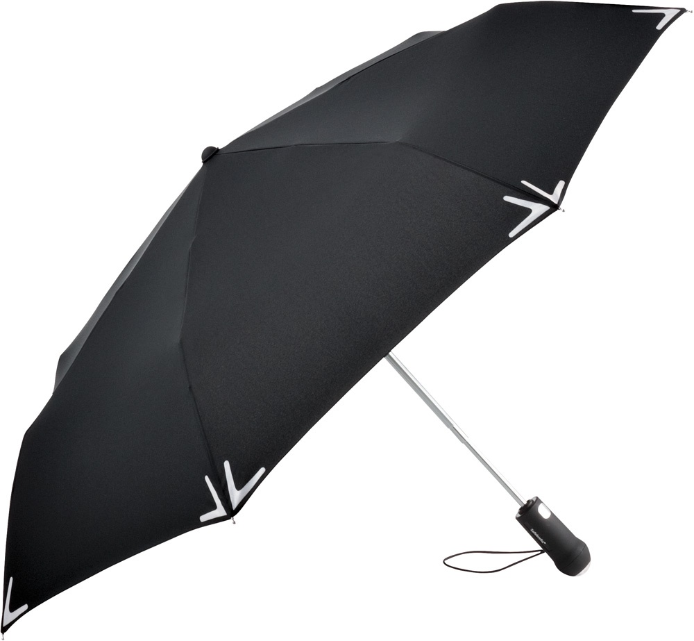 Логотрейд pекламные подарки картинка: Helkuräärisega AOC Safebrella® LED minivihmavari 5471, must