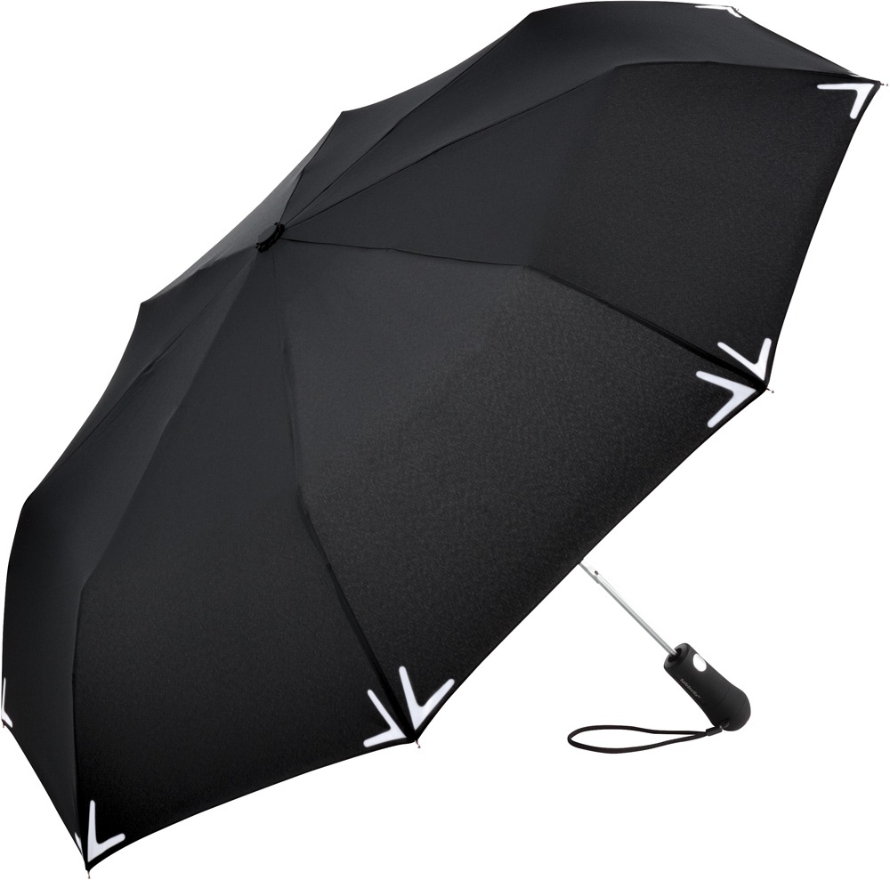 Лого трейд бизнес-подарки фото: Helkuräärisega AC Safebrella® LED minivihmavari 5571, must