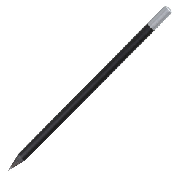 Логотрейд бизнес-подарки картинка: Puidust harilik pliiats hõbedase otsaga, must