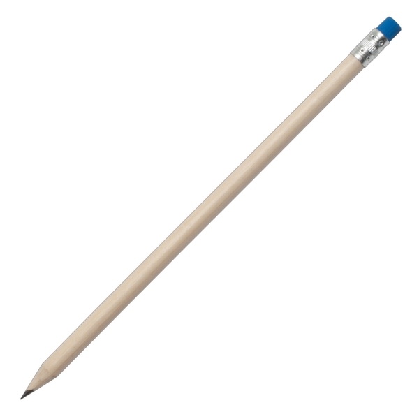 Лого трейд бизнес-подарки фото: Naturaalsest puidust harilik pliiats, sinine/helepruun