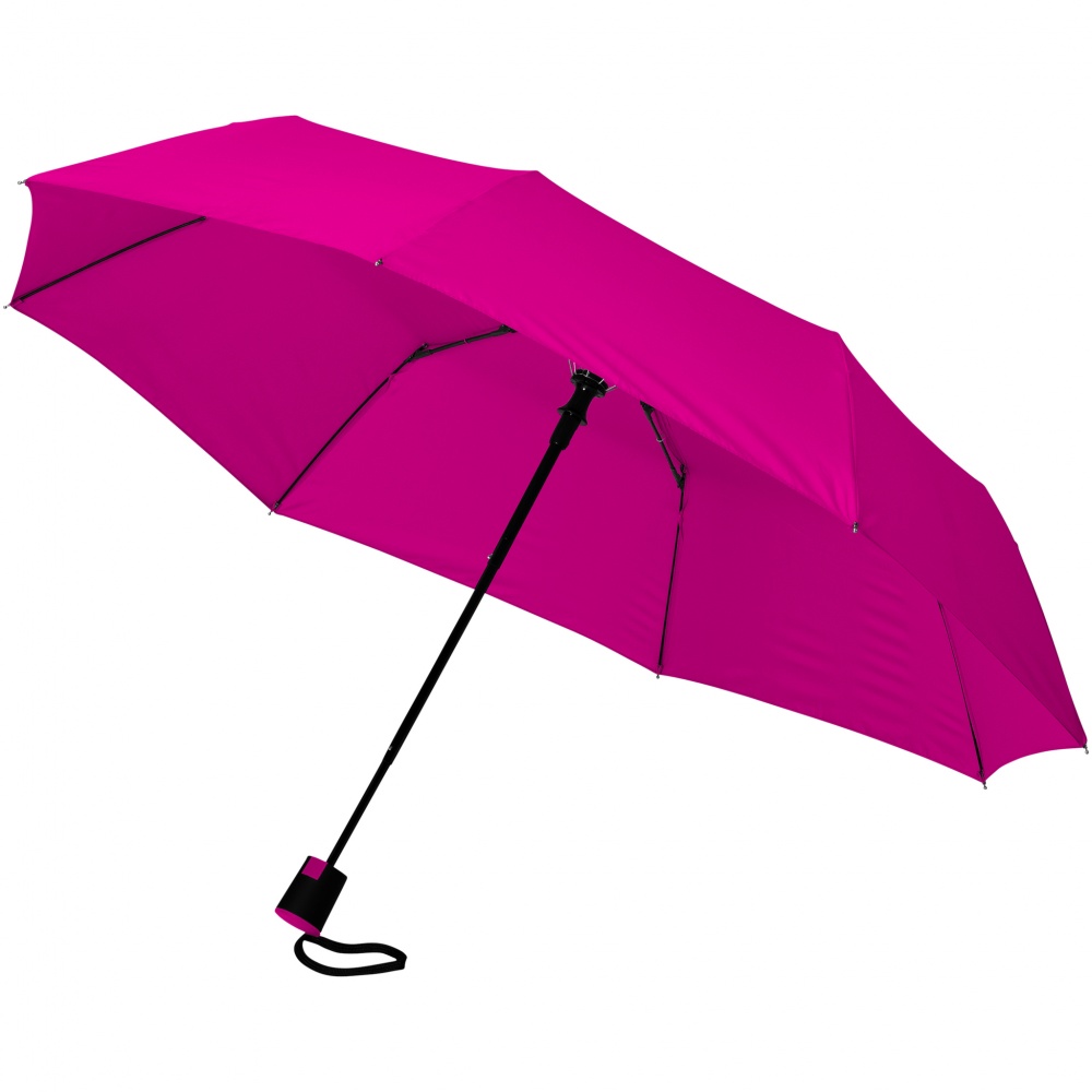 Логотрейд pекламные подарки картинка: Зонт Wali трехсекционный 21" с автоматическим открытием, розовый