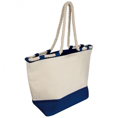 Лого трейд бизнес-подарки фото: Джутовая сумка на пляж, тёмно-синяя