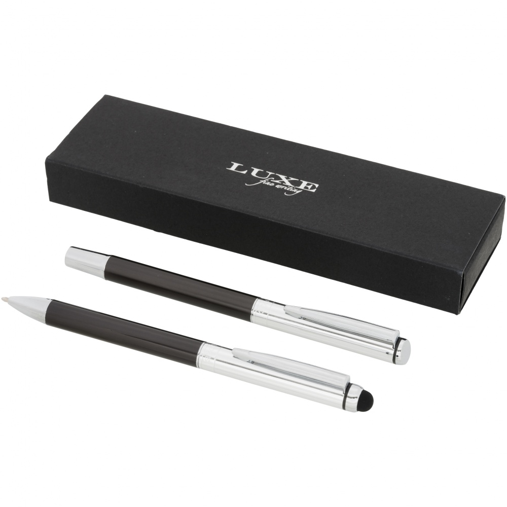 Логотрейд бизнес-подарки картинка: Набор с шариковой ручкой и ручкой-стилусом, серебристый