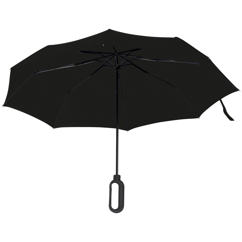 Логотрейд pекламные подарки картинка: Автоматический карманный зонтик с ручкой-карабином, черный