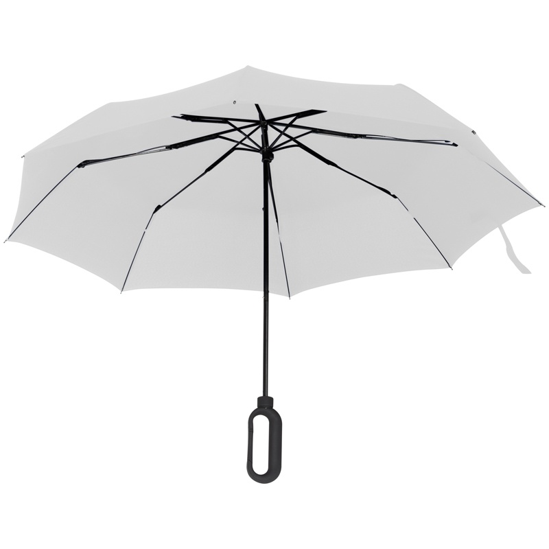 Лого трейд pекламные cувениры фото: Автоматический карманный зонтик с ручкой-карабином, белый