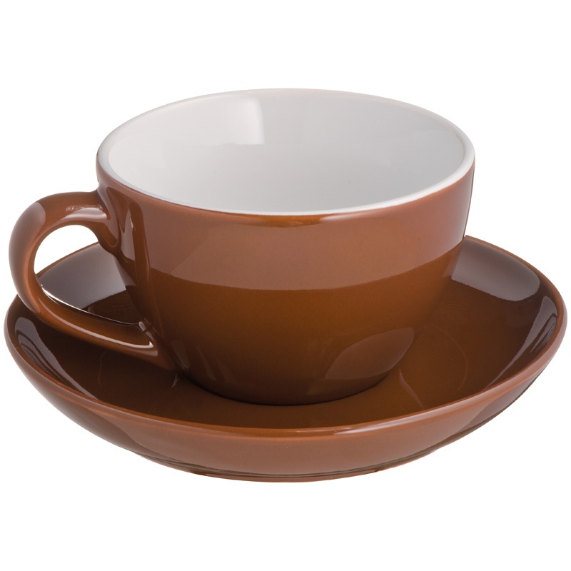 Логотрейд pекламные подарки картинка: Чашка с блюдцем ST. MORITZ, коричневый