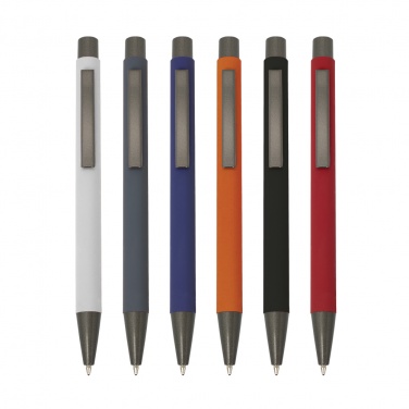 Логотрейд pекламные подарки картинка: Металлическая ручка с резиновой оболочкой, черный