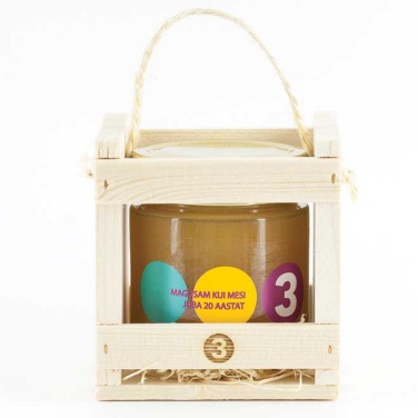 Логотрейд pекламные cувениры картинка: Mёд в деревянной подарочной коробке 200 г с логотипом