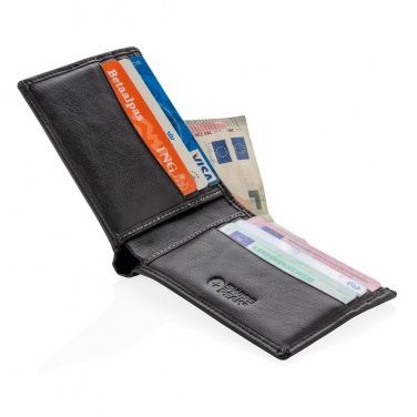 Лого трейд бизнес-подарки фото: RFID-kaitsega rahakott, must koos personaalse nime ja pakendiga