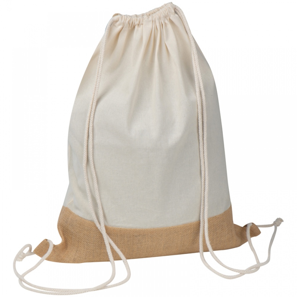 Лого трейд бизнес-подарки фото: Сумка-мешок из хлопка и джута, белый