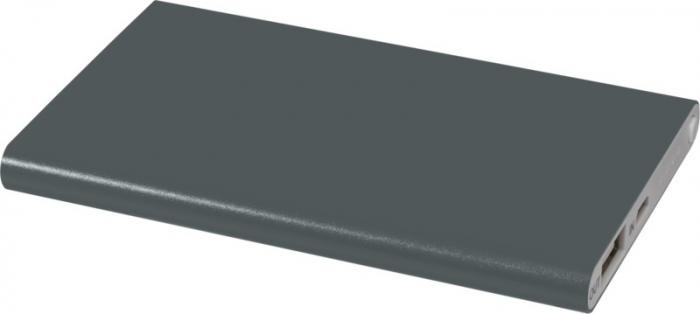 Лого трейд бизнес-подарки фото: Алюминиевый повербанк Пeп емкостью 4000 мА/ч, темно-серый