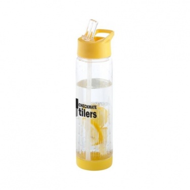 Спортивная бутылка с ситечком Tutti frutti 740 мл, прозрачный, желтый логотип