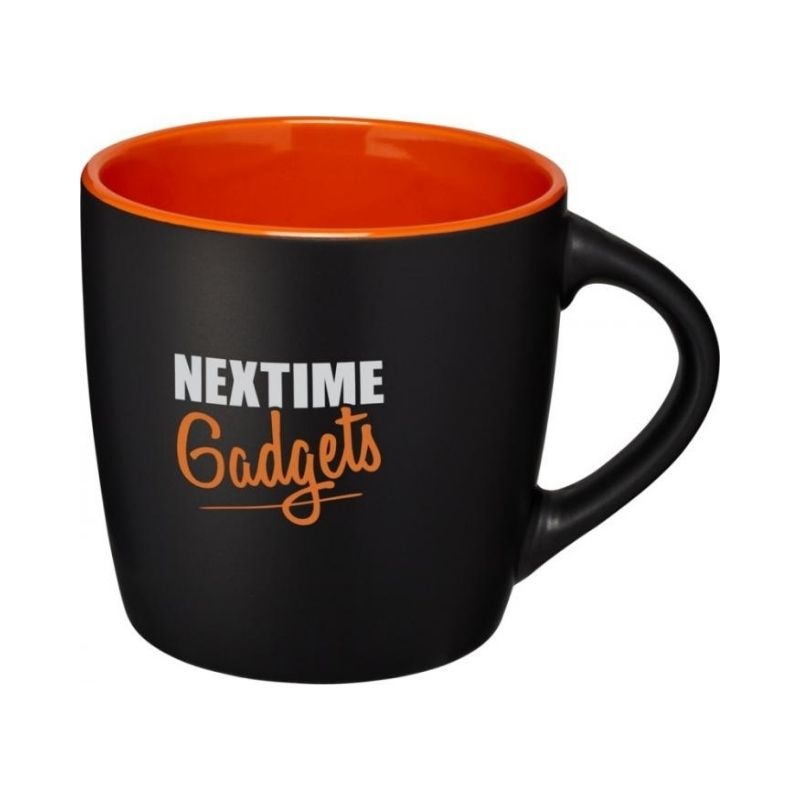 Лого трейд pекламные подарки фото: Керамическая чашка Riviera, черный/oранжевый
