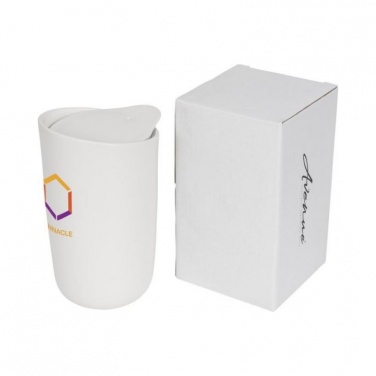 Логотрейд pекламные продукты картинка: Керамический стакан Mysa с двойными стенками объемом 410 мл, белый