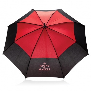Логотрейд pекламные cувениры картинка: Автоматический двухцветный зонт-антишторм 27", красный