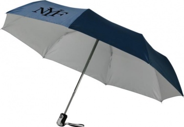 Логотрейд бизнес-подарки картинка: Зонт Alex трехсекционный автоматический, темно-синий и cеребряный